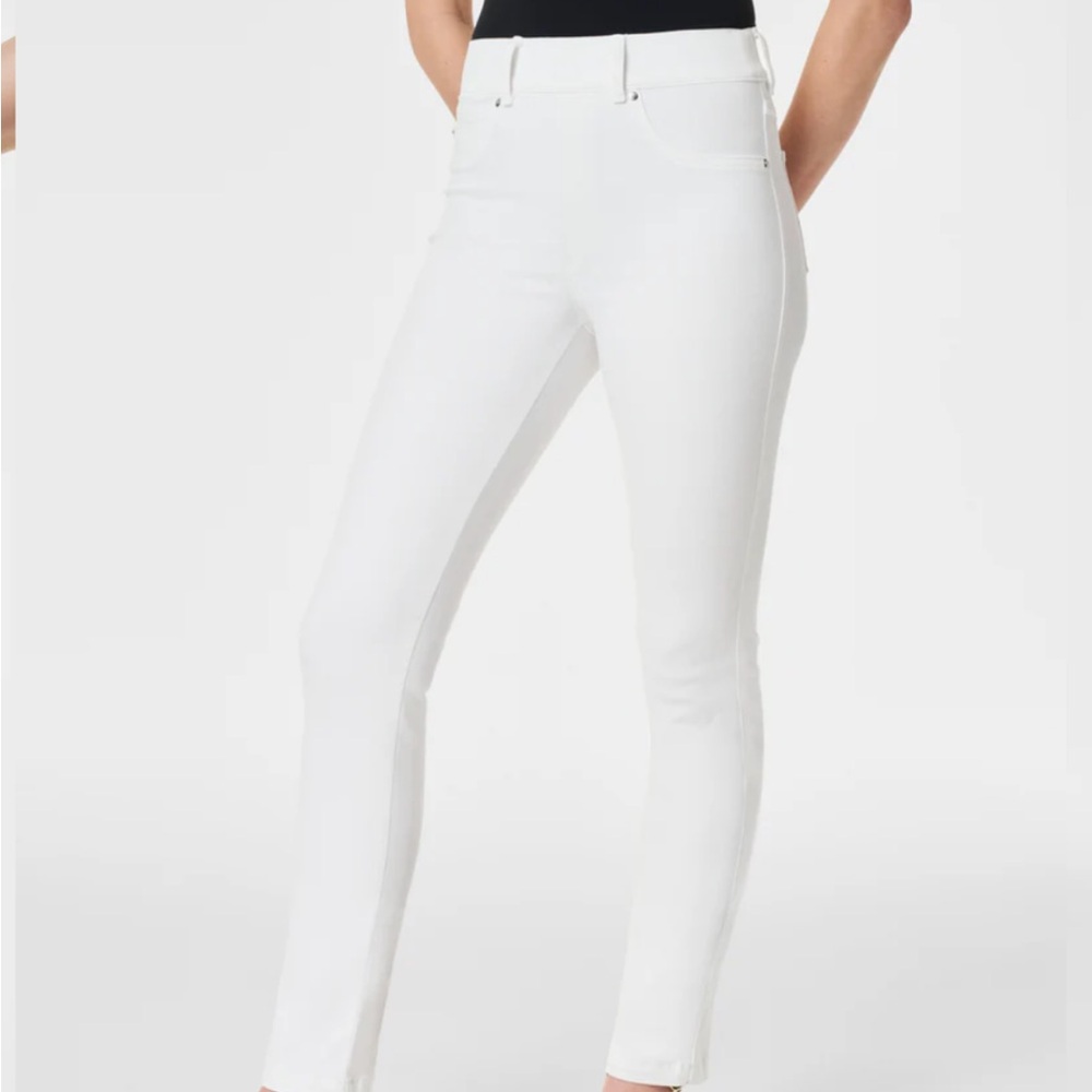 SPANX White Straight Leg Jeans with Stretch